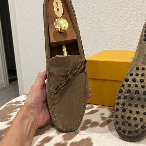 Brown Suede Loafers with Lace Detail - Picture 6 of 12